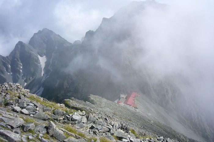 上から見た穂高岳山荘