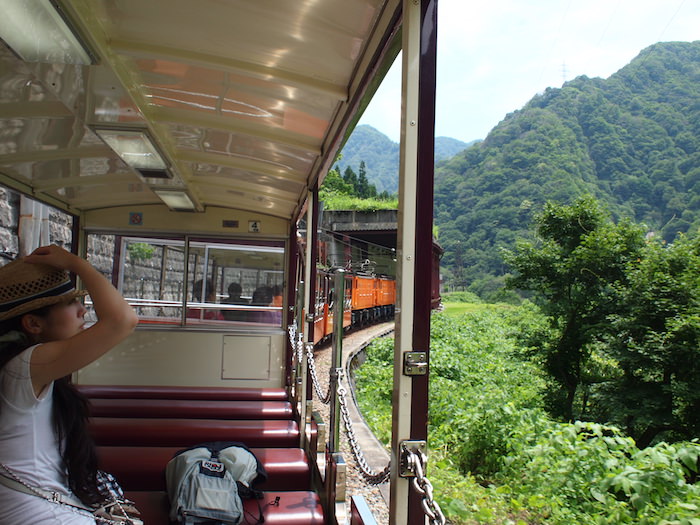 黒部峡谷トロッコ電車の景色