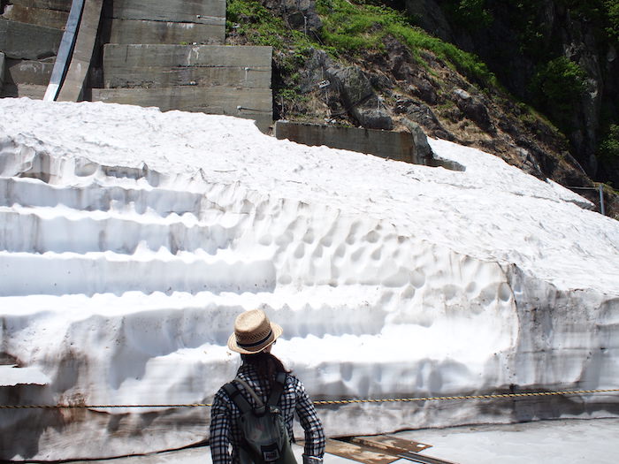 黒部平、夏でも雪が残っている