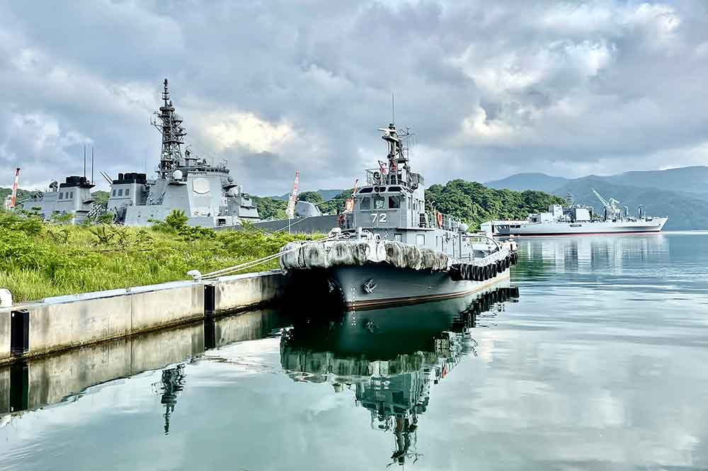 舞鶴赤れんがパークから見る自衛隊の船